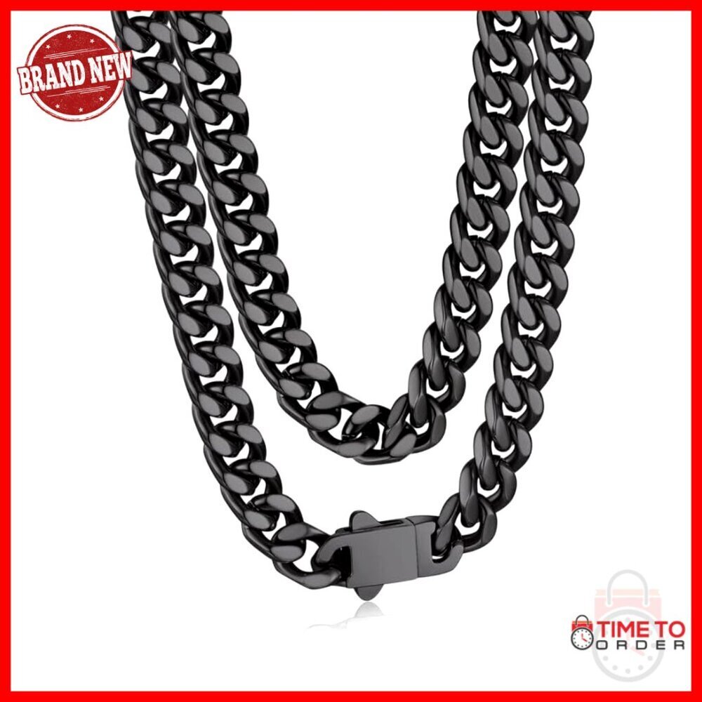 Stainless Steel Cuban Link Chain Necklace 24 Inch Curb Chain